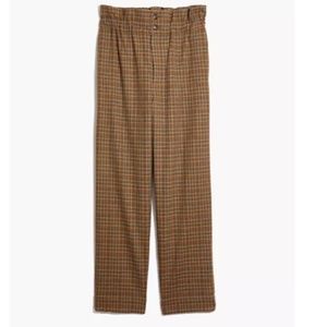NWT Madewell Plaid Paperbag Tapered Pants